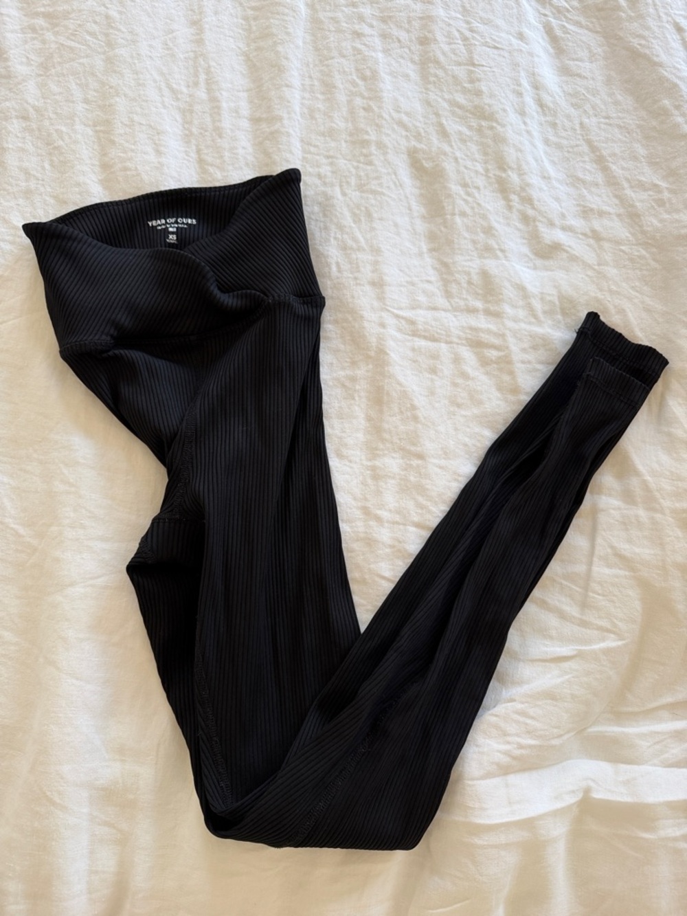 Year of Ours Black Ribbed High-Rise Crossover